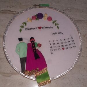 Customized Traditional South Indian Wedding Embroidery Hoop for Couples