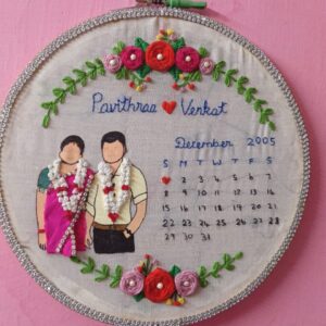 Customized South Indian Wedding Embroidery Hoop for Couples